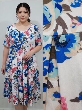 Soft stretch floral midi dress - Tralilbee brand
